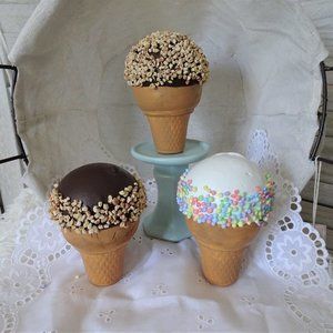 Fake Bake Ice Cream Cones Handmade Set of (3)